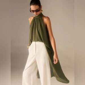 Commense Semi-Sheer Halter-Neck Chiffon Long Top size small